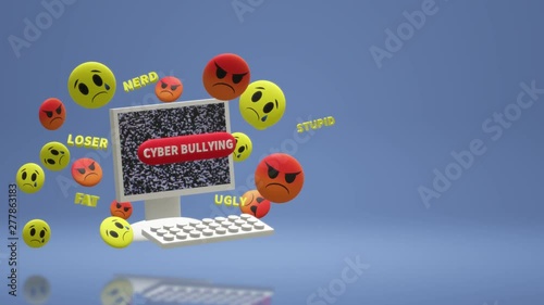 3d rendering  computer and emotion  for  cyber bullying content.