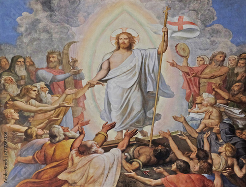 Fototapeta Resurrection of Christ, fresco in the Saint Germain des Pres Church, Paris, Fran