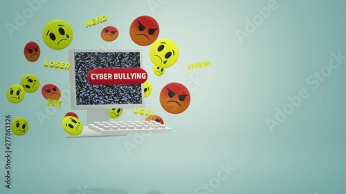 3d rendering  computer and emotion  for  cyber bullying content.