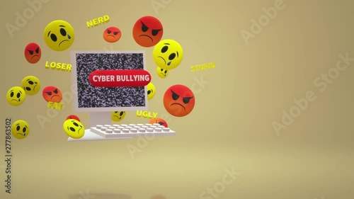 3d rendering  computer and emotion  for  cyber bullying content.