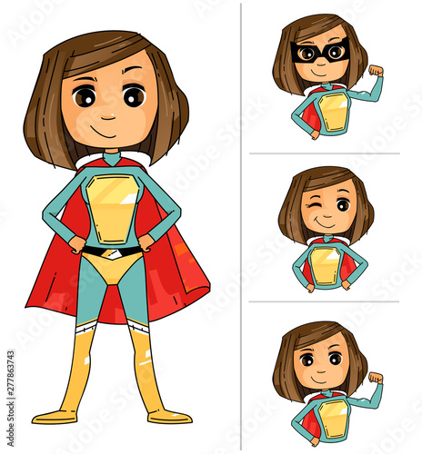 Confident cute female super hero