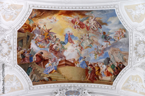 Assumption of Mary, fresco by Cosmas Damian Asam in the Basilica of St. Martin and Oswald in Weingarten, Germany
