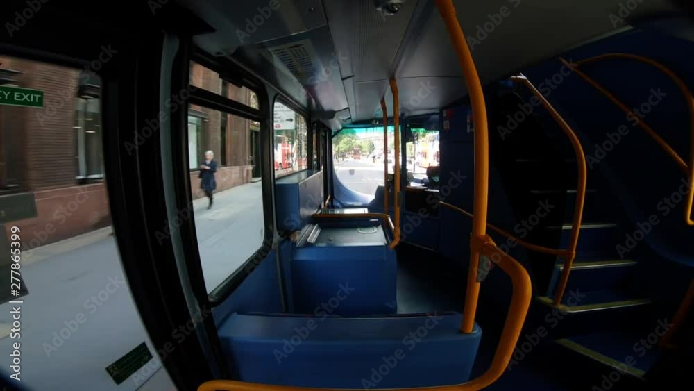 Inside London Double-Deck Red Bus. Slow Motion Inside London Double-Deck Red Bus. Slow Motion