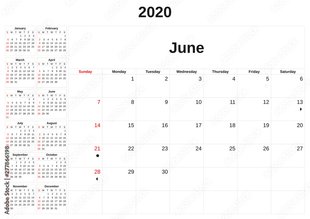 2020 a monthly calendar with white background. 2020 a monthly calendar with white background.