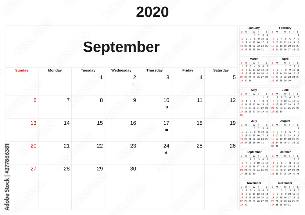2020 a monthly calendar with white background. 2020 a monthly calendar with white background.