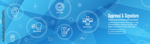 Approval and Signature Icon Set and Web Header Banner