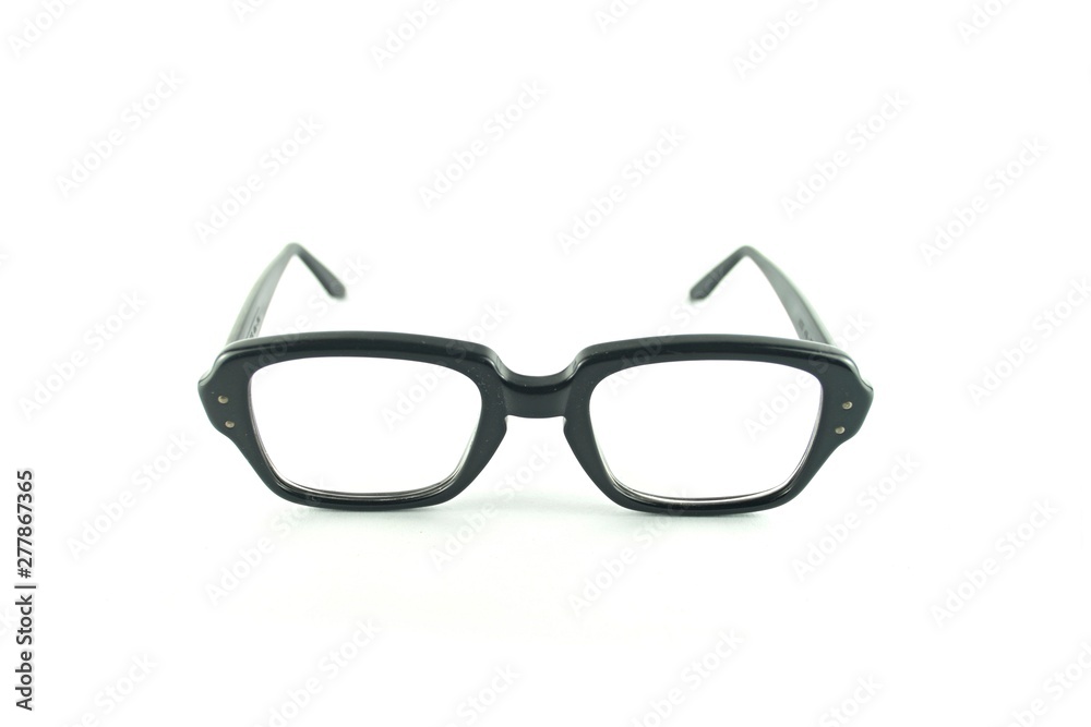 Fototapeta premium Vintage glasses with black frame isolated on white background