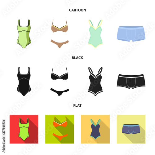 Isolated object of bikini and fashion symbol. Set of bikini and swimsuit stock symbol for web.