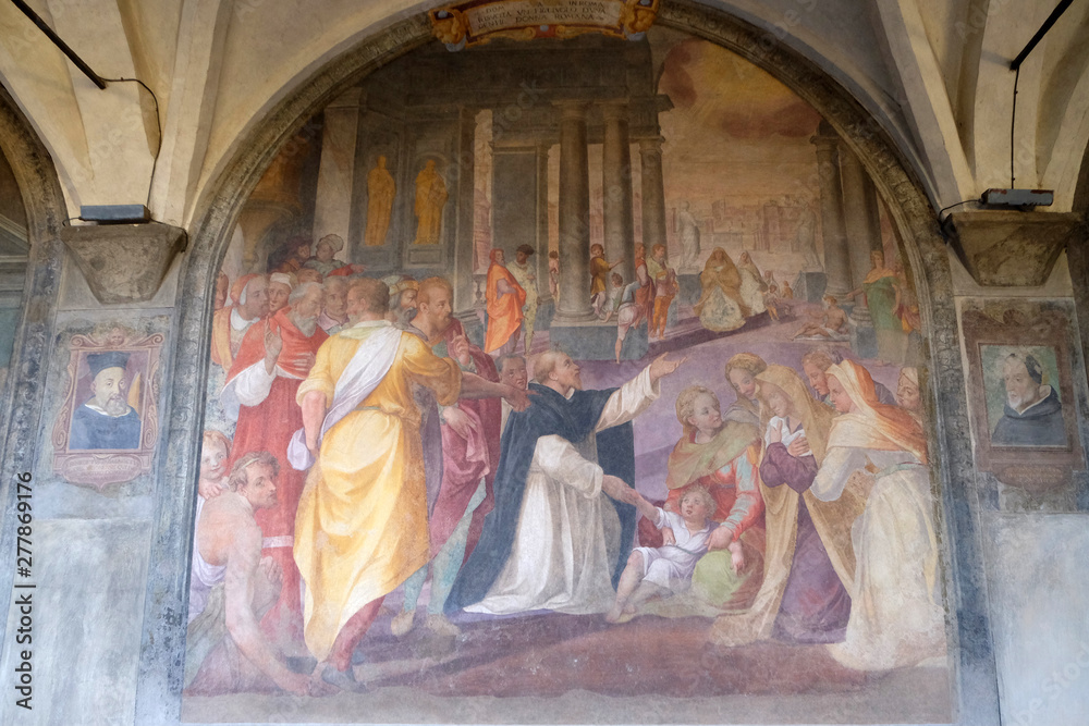 San Dominic resurrects a child, fresco by Giovanni Maria Butteri in the ...