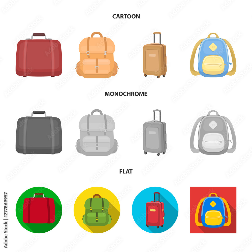 Isolated object of backpack and bag logo. Collection of backpack and school stock vector illustration. Isolated object of backpack and bag logo. Collection of backpack and school stock vector illustration.