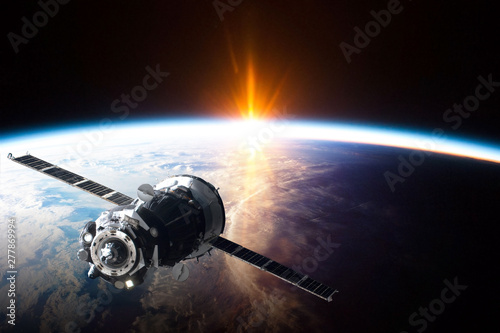 Earth planet and satellite view from space - elements of this image provided by Nasa