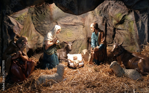 Nativity Scene, Christmas creches in the Basilica of the Sacred Heart in Zagreb photo