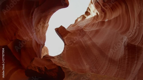 Beautiful abstract red rock formations in Antelope Canyon, Arizona. 4K UHD RAW edited footage