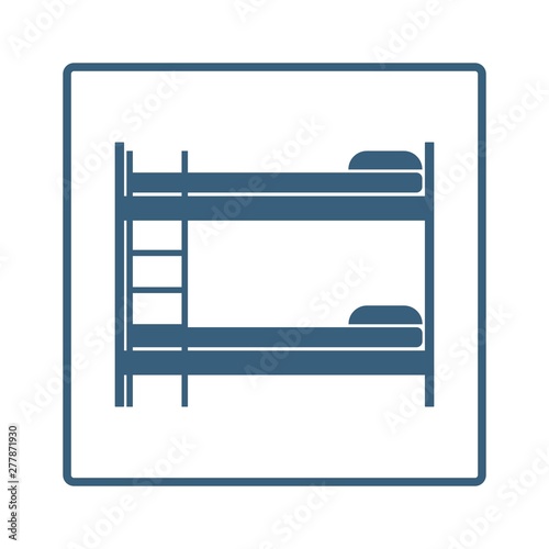 Bunk bed line vector icon in a square frame isolated on a white background
