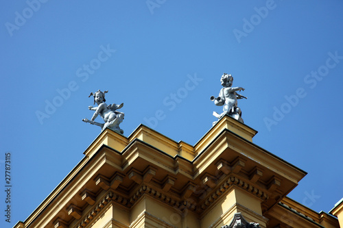 Heruvim sculpture on the roof of National Theater in Zagreb, Croatia  photo