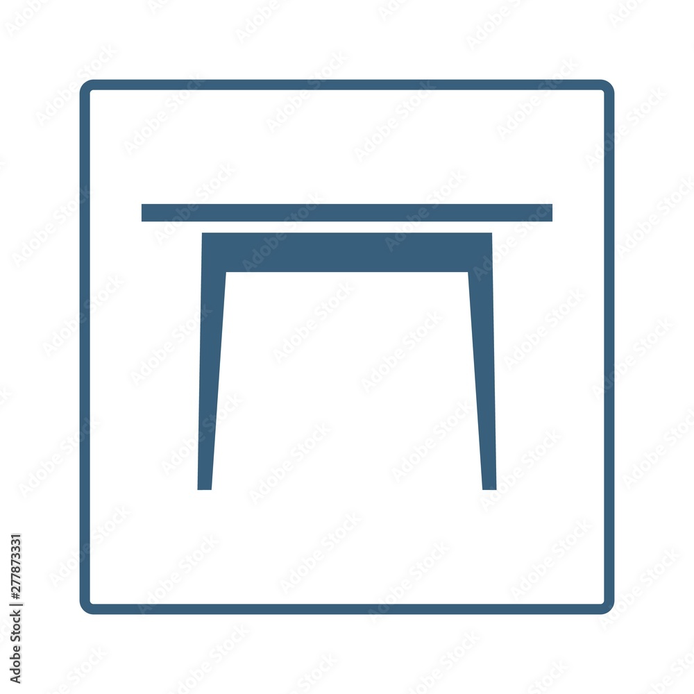 Table line vector icon in a square frame isolated on a white background Table line vector icon in a square frame isolated on a white background