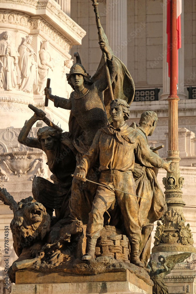 Memorial to ancient fighters in front of the Monomento a Vittorio Emanuele II. Venice Square, Rome, Italy  