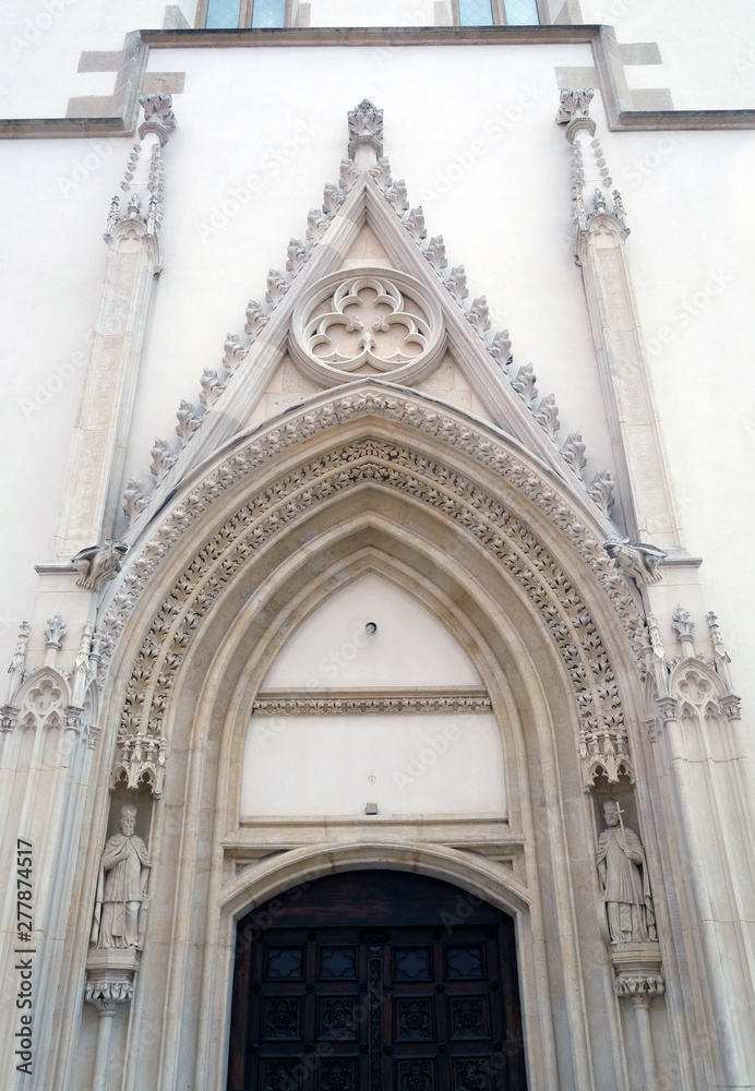 West portal of the church of St. Mark in Zagreb, Croatia