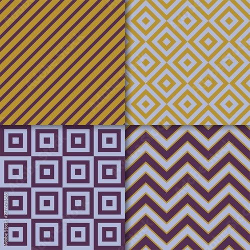 Classic geometric patterns vector set. Textile fabric prints, geometric backg...