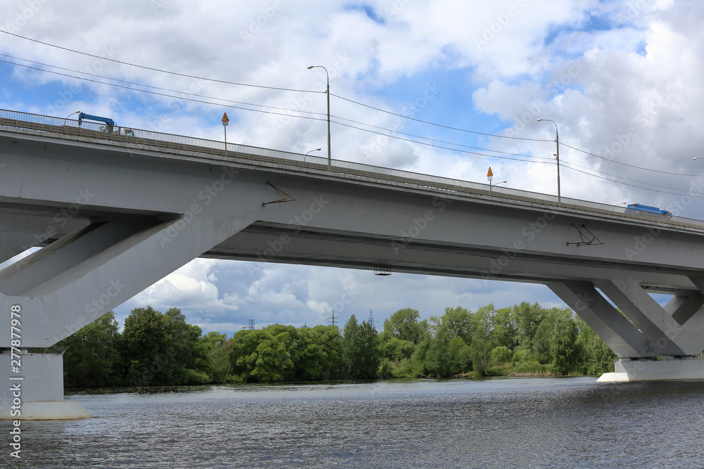 Transport bridge across the widest river in the Russian capital, Moscow Transport bridge across the widest river in the Russian capital, Moscow