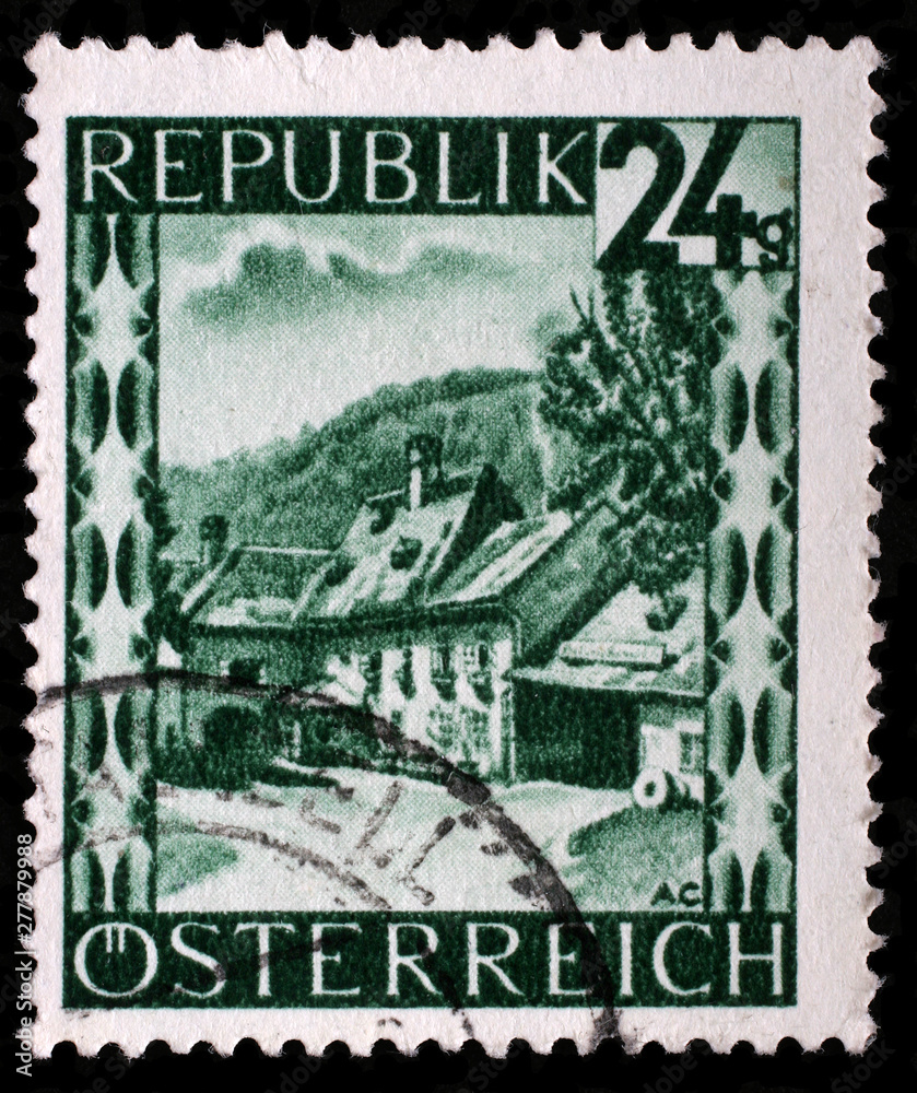 Stamp printed by Austria, shows Hoel - Mill, Lower Austria, circa 1945.