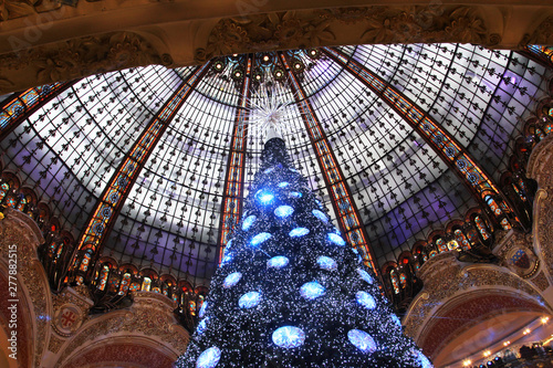 Photography The Christmas tree at Galeries Lafayette in Paris, France