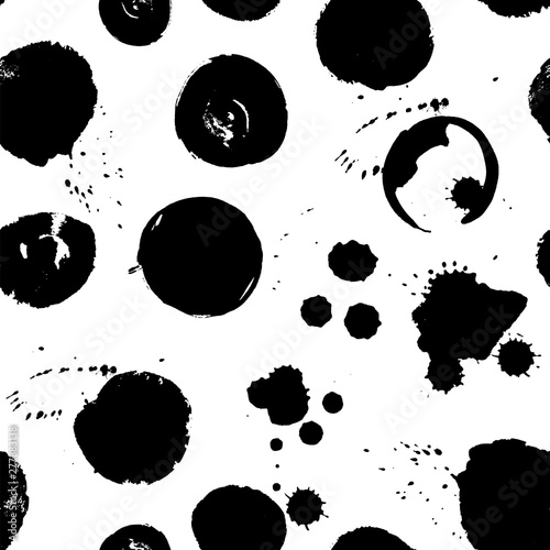 Abstract seamless pattern with watercolor vector stains isolated on white background