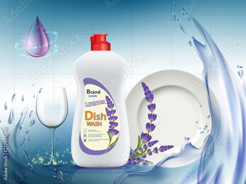 Dishwashing liquid soap with lavender flower