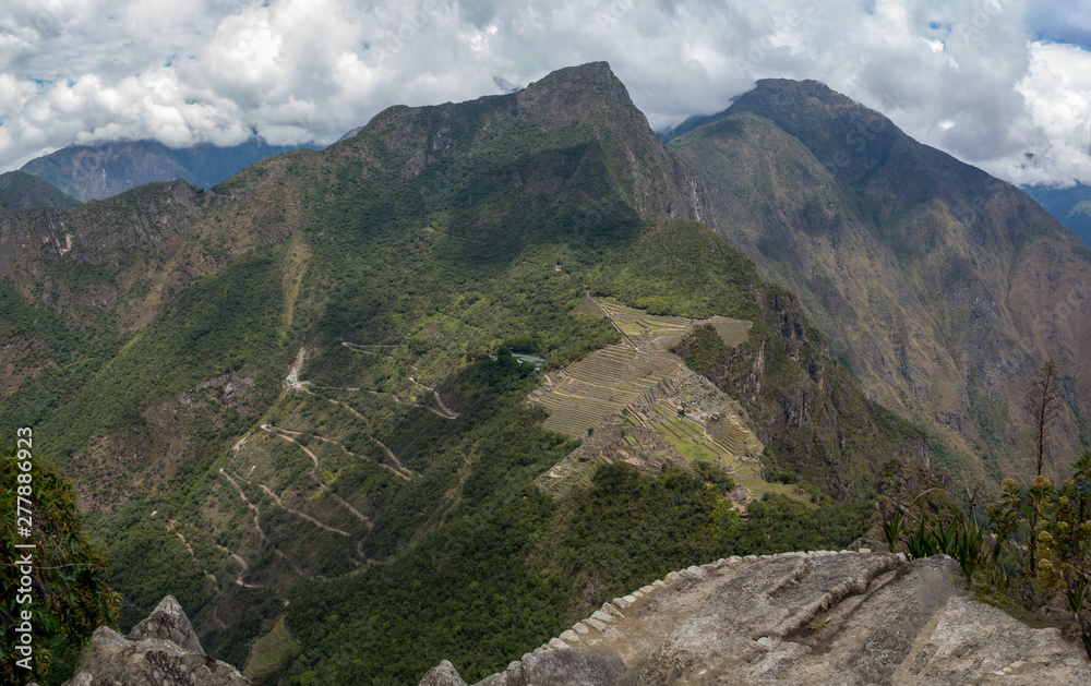 View to Machu Picchu from Hayna Picchu mountain