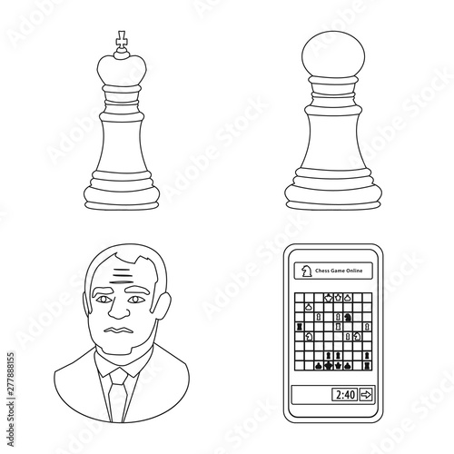 Vector illustration of piece and strategy icon. Collection of piece and play vector icon for stock.