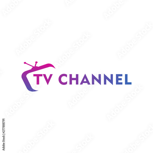 Live Streaming, Online Television, Web TV, Simple and Clean Logo Concept, Abstract, Purple, Pink, Blue, Gradation Color, Combination Logo, TV Channel Logo Design Template