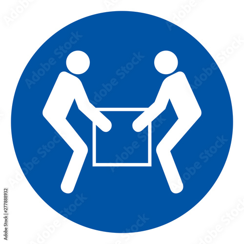 Use Two Person Lift Symbol Sign,Vector Illustration, Isolated On White Background Label. EPS10