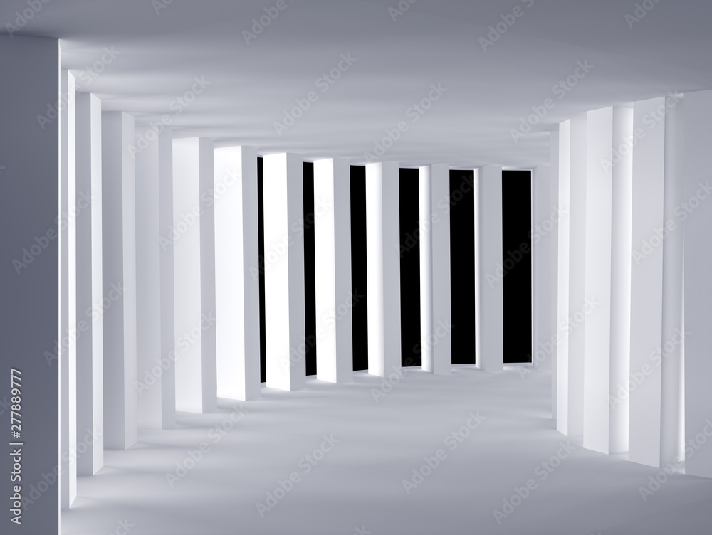 Curved white empty hall - Illustation 3d rendering Stock Illustration ...