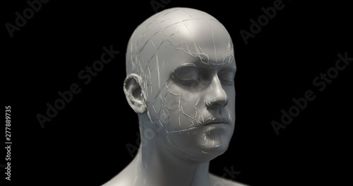 Advanced Bionic Robot Head - Technology Related 3D Illustration Render