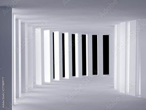 Curved white empty hall - Illustation 3d rendering