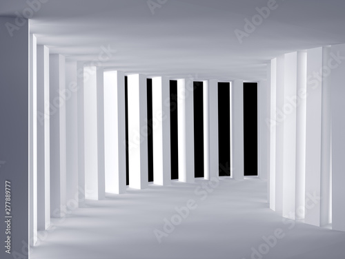 Fototapeta Naklejka Na Ścianę i Meble -  Curved white empty hall - Illustation 3d rendering