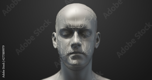 Futuristic Bionic Robot Face - Technology Related 3D Illustration Render