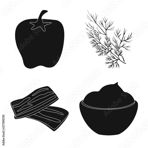 Isolated object of organic and cooking logo. Collection of organic and flavors vector icon for stock.
