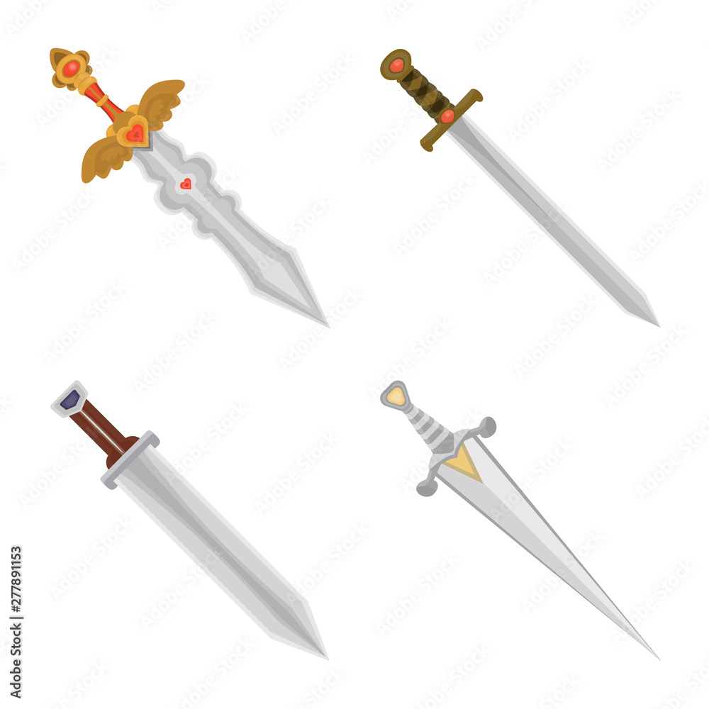 Vector design of sword and dagger logo. Collection of sword and weapon vector icon for stock. Vector design of sword and dagger logo. Collection of sword and weapon vector icon for stock.