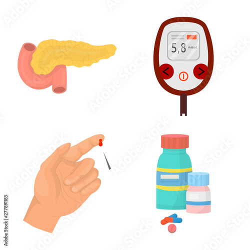 Vector illustration of mellitus and diabetes logo. Set of mellitus and diet stock vector illustration.
