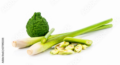 fresh lemongrass&bergamot isolated on a white