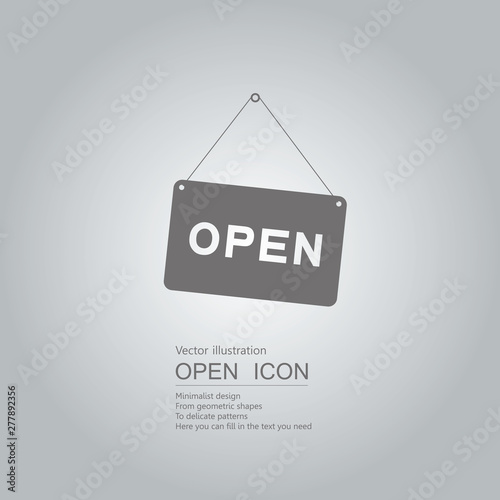 Open board. Isolated on grey gradient background.