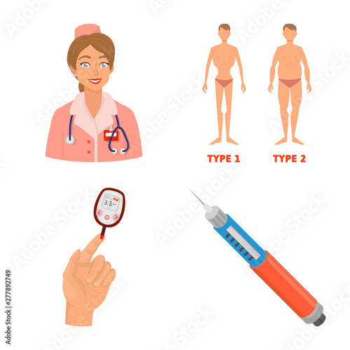 Isolated object of mellitus and diabetes logo. Set of mellitus and diet vector icon for stock.
