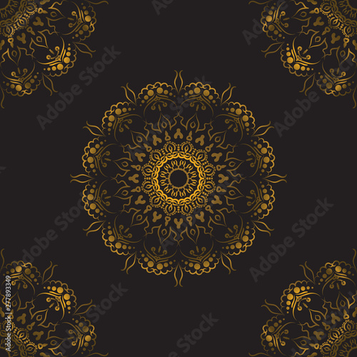 Exquisite baroque style floral doodle seamless textile background. Vector illustration.