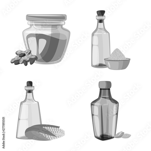 Vector design of nutrition and organics logo. Set of nutrition and glass stock vector illustration.