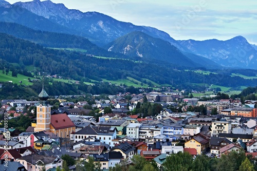 Austrian Alps-view of the town Schladming