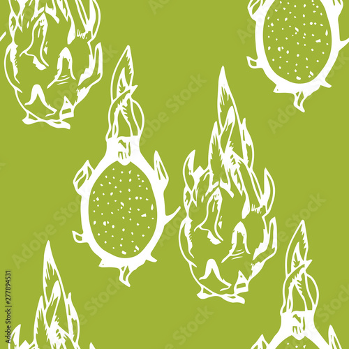 pitaya, pitahaya tropical fruit seamless pattern