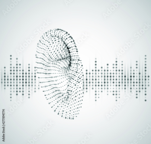 vector ear from points and circles. highlights and spots. music