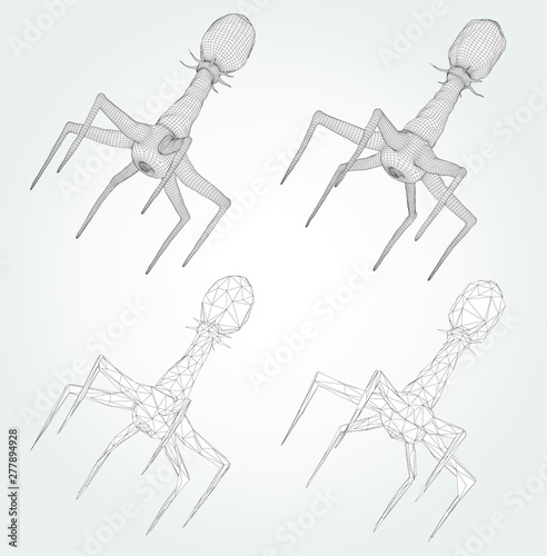 3d model of a bacteriophage, an artificial microorganism for the treatment of deadly diseases. future of medicine