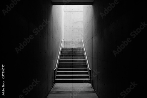 black and white stairway to light